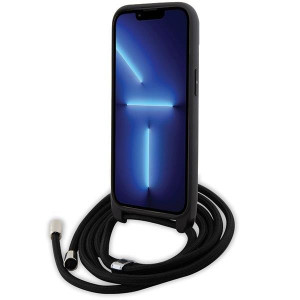 Оригинален твърд гръб с презрамка KARL LAGERFELD Saffiano Metal Pin Karl & Choupette - iPhone 15 черен - Img 4
