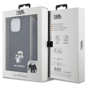 Оригинален твърд гръб с презрамка KARL LAGERFELD Saffiano Metal Pin Karl & Choupette KLHCP14XSAKCPSK case - iPhone 14 Pro Max черен Crossbody Saffiano Metal Pin Karl & Choupette - Img 7