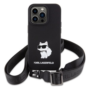 Оригинален твърд гръб с презрамка KARL LAGERFELD Silicone Choupette KLHCP15XSCBSCNK - iPhone 15 Pro Max черен - Img 2