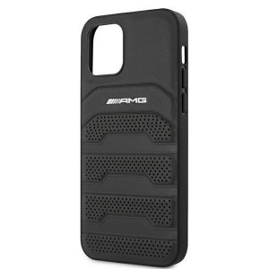 Оригинален твърд гръб AMG Leather Debossed Lines AMHCP12SGSEBK - iPhone 12 mini черен - Img 6