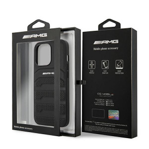 Оригинален твърд гръб AMG Leather Debossed Lines AMHCP13LGSEBK - iPhone 13 Pro черен - Img 8
