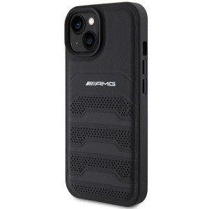 Оригинален твърд гръб AMG Leather Debossed Lines - iPhone 15 черен - Img 2