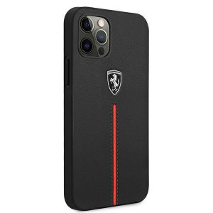 Оригинален твърд гръб FERRARI Off Track Leather Nylon Stripe FEOMSHCP12LBK - iPhone 12 Pro Max черен - Img 4
