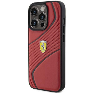 Оригинален твърд гръб FERRARI Twist Metal Logo - iPhone 15 Pro червен - Img 2