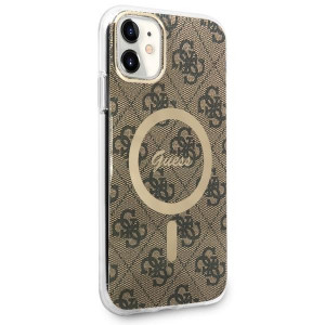 Оригинален твърд гръб GUESS 4G GUHMN61H4STW - iPhone 11 кафяв - Img 3