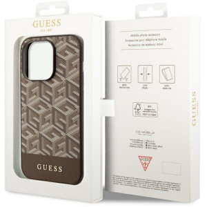 Оригинален твърд гръб GUESS GCube Stripes MagSafe GUHMP14LHGCFSEW - iPhone 14 Pro кафяв - Img 8