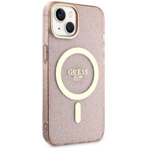Оригинален твърд гръб GUESS Glitter Gold MagSafe GUHMP14MHCMCGP - iPhone 14 Plus розов - Img 4