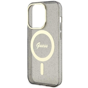Оригинален твърд гръб GUESS Glitter Gold MagSafe GUHMP14XHCMCGK - iPhone 14 Pro Max черен - Img 6