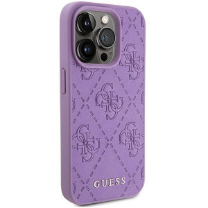 Оригинален твърд гръб GUESS Leather 4G Stamped - iPhone 15 Pro лилав - Img 4
