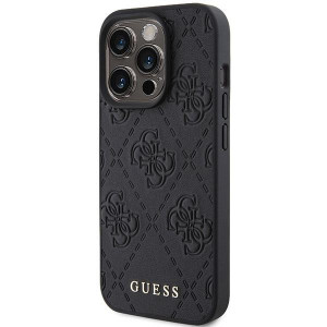 Оригинален твърд гръб GUESS Leather 4G Stamped - iPhone 15 Pro черен - Img 2