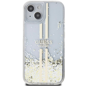 Оригинален твърд гръб GUESS Liquid Glitter Gold Stripes - iPhone 15 Plus / 14 Plus прозрачен - Img 3