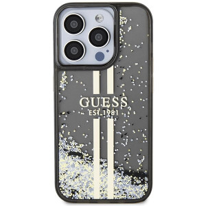 Оригинален твърд гръб GUESS Liquid Glitter Gold Stripes - iPhone 15 Pro черен - Img 3