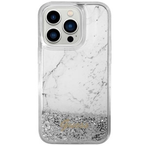 Оригинален твърд гръб GUESS Liquid Glitter Marble GUHCP14XLCSGSGH - iPhone 14 Pro Max бял - Img 3