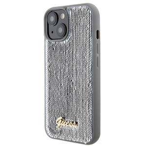Оригинален твърд гръб GUESS Sequin Script Metal - iPhone 15 сребрист - Img 2