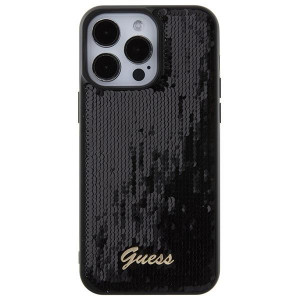 Оригинален твърд гръб GUESS Sequin Script Metal - iPhone 15 Pro Max черен - Img 3