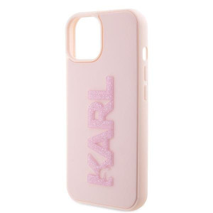 Оригинален твърд гръб KARL LAGERFELD 3D Rubber Glitter Logo - iPhone 15 розов - Img 6