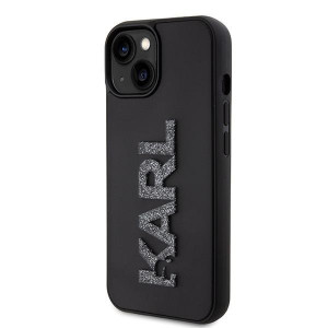 Оригинален твърд гръб KARL LAGERFELD 3D Rubber Glitter Logo - iPhone 15 черен - Img 2
