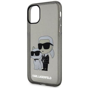 Оригинален твърд гръб KARL LAGERFELD Gliter Karl & Choupette KLHCN61HNKCTGK - iPhone 11 черен - Img 6