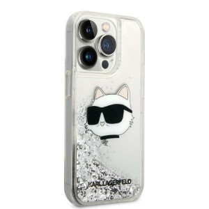 Оригинален твърд гръб KARL LAGERFELD Glitter Choupette Head KLHCP14XLNHCS - iPhone 14 Pro Max сребрист - Img 4