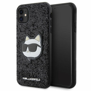 Оригинален твърд гръб KARL LAGERFELD Glitter Choupette Patch KLHCN61G2CPK - iPhone 11 черен - Img 1