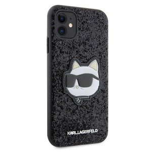 Оригинален твърд гръб KARL LAGERFELD Glitter Choupette Patch KLHCN61G2CPK - iPhone 11 черен - Img 4