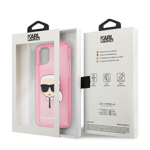 Оригинален твърд гръб KARL LAGERFELD Glitter Karl's Head KLHCP13SKHTUGLP - iPhone 13 mini розов - Img 8