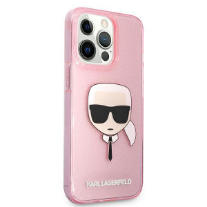 Оригинален твърд гръб KARL LAGERFELD Glitter Karl's Head KLHCP13XKHTUGLP - iPhone 13 Pro Max розов - Img 4
