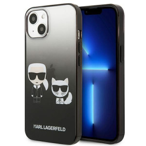 Оригинален твърд гръб KARL LAGERFELD Gradient Ikonik Karl & Choupette KLHCP13STGKCK - iPhone 13 mini черен - Img 1