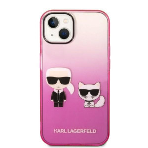 Оригинален твърд гръб KARL LAGERFELD Gradient Ikonik Karl & Choupette KLHCP14MTGKCP - iPhone 14 Plus розов - Img 3