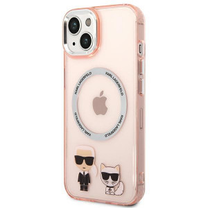 Оригинален твърд гръб KARL LAGERFELD Karl & Choupette Aluminum MagSafe KLHMP14MHKCP - iPhone 14 Plus розов - Img 2