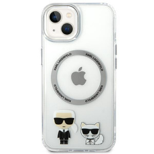 Оригинален твърд гръб KARL LAGERFELD Karl & Choupette Aluminum KLHMP14MHKCT MagSafe - iPhone 14 Plus прозрачен - Img 3