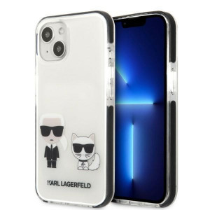 Оригинален твърд гръб KARL LAGERFELD Karl & Choupette KLHCP13STPEKCW - iPhone 13 mini бял - Img 1