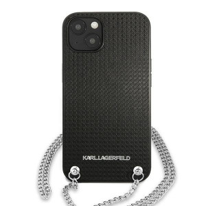 Оригинален твърд гръб KARL LAGERFELD Leather Textured and Chain KLHCP13SPMK - iPhone 13 mini черен - Img 3