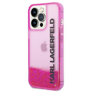 Оригинален твърд гръб KARL LAGERFELD Liquid Glitter Elong KLHCP14LLCKVF - iPhone 14 Pro розов - Img 2