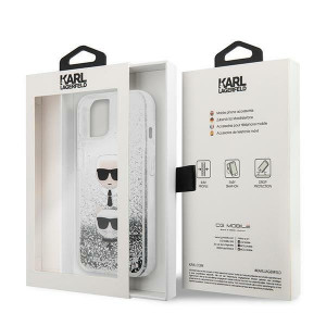 Оригинален твърд гръб KARL LAGERFELD Liquid Glitter Karl & Choupette Head KLHCP13SKICGLS - iPhone 13 mini сив - Img 8