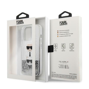 Оригинален твърд гръб KARL LAGERFELD Liquid Glitter Karl & Choupette Head KLHCP13LKICGLS - iPhone 13 Pro сребрист - Img 8