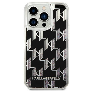 Оригинален твърд гръб KARL LAGERFELD Liquid Glitter Monogram KLHCP14LLMNMK - iPhone 14 Pro черен - Img 3