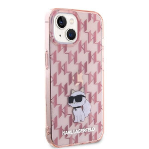 Оригинален твърд гръб KARL LAGERFELD Monogram Choupette - iPhone 15 розов - Img 4