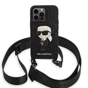Оригинален твърд гръб KARL LAGERFELD Monogram Ikonik Patch KLHCP14LSTKMK - iPhone 14 Pro черен - Img 2
