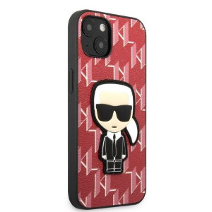 Оригинален твърд гръб KARL LAGERFELD Monogram Ikonik Patch KLHCP13SPMNIKPI - iPhone 13 mini червен - Img 4
