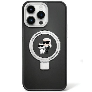 Оригинален твърд гръб KARL LAGERFELD Ring Stand Karl & Choupette MagSafe KLHMP13LHMRSKCK - iPhone 13 Pro черен