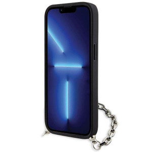 Оригинален твърд гръб KARL LAGERFELD Saffiano Monogram Chain KLHCP14SSACKLHPK - iPhone 14 черен - Img 4