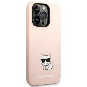 Оригинален твърд гръб KARL LAGERFELD Silicone Choupette Body KLHCP14LSLCTPI - iPhone 14 Pro светлорозов - Img 4