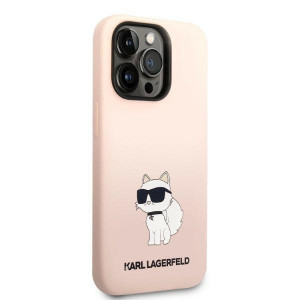 Оригинален твърд гръб KARL LAGERFELD Silicone Choupette KLHCP14LSNCHBCP - iPhone 14 Pro розов - Img 4