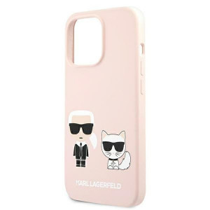 Оригинален твърд гръб KARL LAGERFELD Silicone Ikonik Karl & Choupette KLHMP13LSSKCI MagSafe - iPhone 13 Pro светлорозов - Img 6