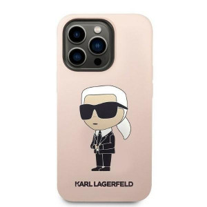 Оригинален твърд гръб KARL LAGERFELD Silicone Ikonik KLHCP14LSNIKBCP - iPhone 14 Pro розов - Img 3