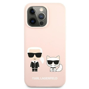 Оригинален твърд гръб KARL LAGERFELD Silicone Karl & Choupette KLHCP13LSSKCI - iPhone 13 Pro светлорозов - Img 3