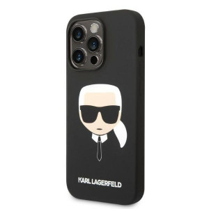 Оригинален твърд гръб KARL LAGERFELD Silicone Karl's Head KLHMP14LSLKHBK MagSafe - iPhone 14 Pro черен - Img 2