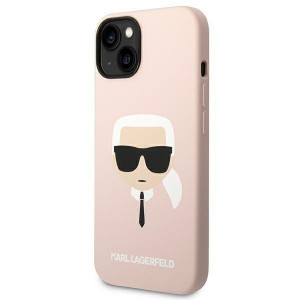Оригинален твърд гръб KARL LAGERFELD Silicone Karl's Head KLHMP14MSLKHLP MagSafe - iPhone 14 Plus светлорозов - Img 2