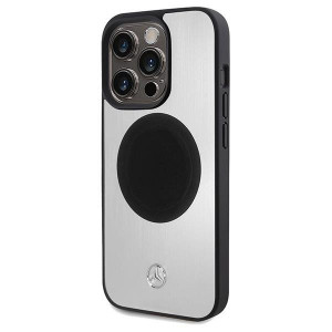 Оригинален твърд гръб MERCEDES Leather & Alu MagSafe - iPhone 15 Pro сребрист - Img 2